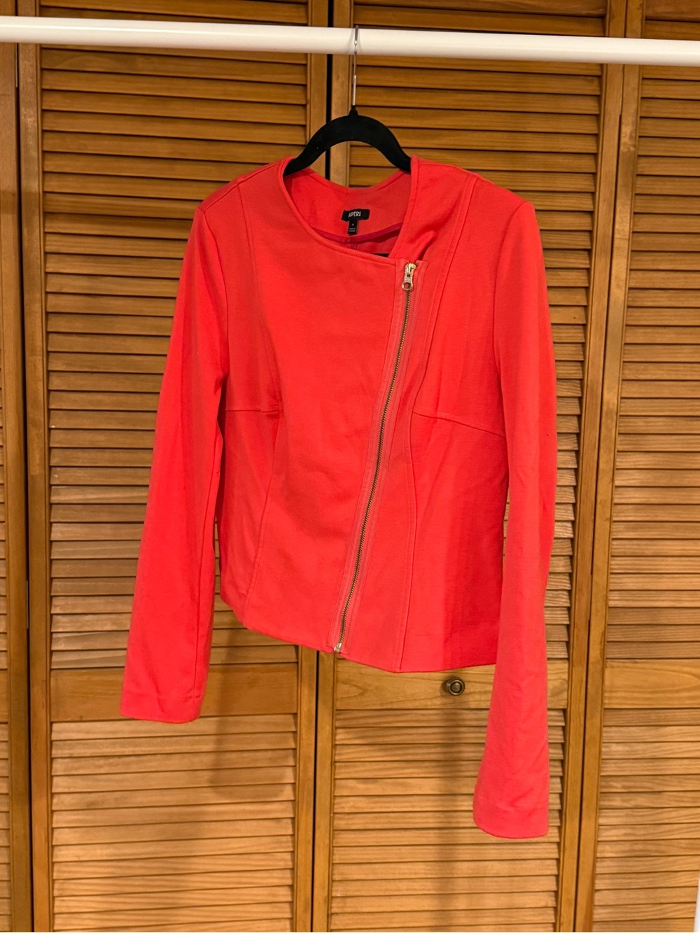 Apt 9 Coral Pink Asymmetrical Zip Moto Jacket Blazer Layering BarbieCore Indie
